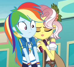 Size: 781x705 | Tagged: safe, screencap, rainbow dash, vignette valencia, equestria girls, equestria girls specials, g4, my little pony equestria girls: better together, my little pony equestria girls: rollercoaster of friendship, cropped, duo, female, geode of super speed, magical geodes, personal space invasion