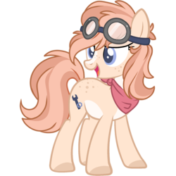 Size: 2048x2048 | Tagged: safe, artist:cinnamontee, oc, oc only, oc:rusty gears (cinnamontee), earth pony, pony, base used, female, freckles, goggles, high res, mare, neckerchief, show accurate, simple background, solo, transparent background