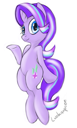 Size: 608x1000 | Tagged: safe, artist:luohanpone, starlight glimmer, pony, unicorn, g4, season 6, colored, female, looking at you, mare, simple background, smiling, solo, white background