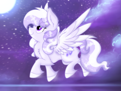 Size: 2732x2048 | Tagged: safe, artist:prismaticstars, oc, oc only, oc:starstorm slumber, pegasus, pony, female, flying, high res, mare, night, solo, spread wings, wings