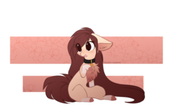 Size: 1280x793 | Tagged: dead source, safe, artist:php146, oc, oc only, oc:yui, earth pony, pony, chest fluff, collar, female, floppy ears, mare, simple background, solo, transparent background