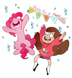 Size: 437x473 | Tagged: safe, artist:thorax9241, pinkie pie, earth pony, pony, g4, crossover, female, gravity falls, mabel pines, male, mare, simple background, white background