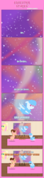 Size: 1205x4880 | Tagged: safe, artist:estories, oc, oc:curly mane, oc:pink rose, oc:think pink, pony, unicorn, comic, female, mare, pointy ponies, rule 63, space, sunglasses