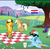 Size: 718x708 | Tagged: safe, applejack, rainbow dash, rarity, earth pony, pegasus, pony, g4, croatia, eqg flag-tag meme, female, football, mare, picnic, sunglasses, sunscreen, trophy, world cup, world cup 2018