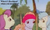 Size: 570x342 | Tagged: safe, edit, edited screencap, editor:korora, screencap, earth pony, pony, campfire tales, g1, g4, my little pony tales, my little pony: friendship is magic, ponies in paradise, barbarian, cropped, imagine spot, implied rockhoof, lava, palm tree, spear, tree, unnamed character, unnamed pony, weapon