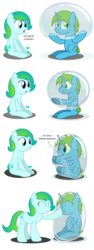 Size: 2400x6400 | Tagged: safe, artist:bladedragoon7575, oc, oc only, oc:balance blade, oc:delphina depths, pony, boop, bubble, bubble on head, in bubble, simple background, soap bubble, transparent background