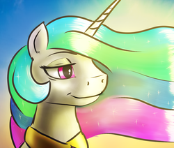 Size: 1980x1680 | Tagged: safe, artist:kelkessel, princess celestia, alicorn, pony, g4, bust, female, jewelry, mare, regalia