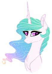 Size: 1120x1600 | Tagged: safe, artist:australian-senior, princess celestia, alicorn, pony, g4, alternate design, bust, ethereal mane, female, mare, portrait, simple background, solo, transparent background