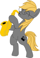 Size: 1196x1720 | Tagged: safe, artist:theeditormlp, oc, oc only, oc:the editor, earth pony, pony, bipedal, dexterous hooves, epic sax guy, glasses, male, musical instrument, saxophone, simple background, solo, stallion, transparent background