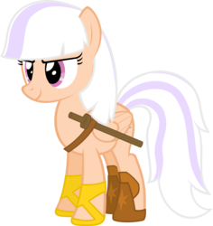 Size: 1181x1250 | Tagged: safe, artist:zacatron94, oc, oc only, oc:sweep star, pegasus, pony, clothes, female, mare, shoes, simple background, solo, transparent background, vector, wooden sword