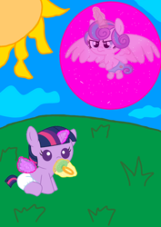 Size: 1000x1414 | Tagged: safe, artist:php185, princess flurry heart, twilight sparkle, alicorn, pony, g4, twilight sparkle (alicorn), wings