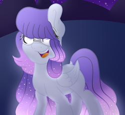 Size: 1024x938 | Tagged: safe, artist:thatonefluffs, oc, oc only, oc:talia breeze, pegasus, pony, ethereal mane, female, folded wings, glasses, mare, solo, starry mane
