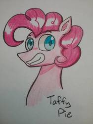 Size: 966x1288 | Tagged: safe, artist:ponime11, pinkie pie, earth pony, pony, g4, bubble berry, bust, male, portrait, rule 63, solo, stallion, traditional art