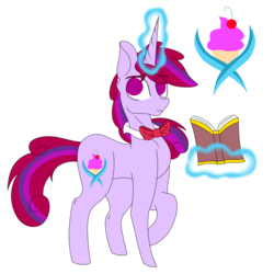 Size: 1024x1024 | Tagged: safe, artist:tomboygirl45, oc, oc only, oc:fruity flare, pony, unicorn, book, bowtie, magic, magical lesbian spawn, male, offspring, parent:pinkie pie, parent:twilight sparkle, parents:twinkie, reference sheet, simple background, solo, stallion, transparent background