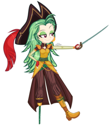 Size: 2306x2624 | Tagged: safe, artist:yulianapie26, captain celaeno, equestria girls, g4, my little pony: the movie, amputee, beauty mark, equestria girls-ified, female, hat, high res, pirate hat, prosthetic limb, prosthetics, simple background, solo, speedpaint available, sword, transparent background, weapon