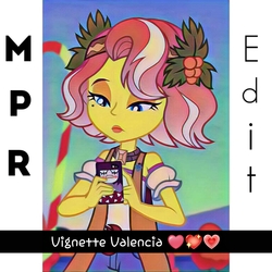 Size: 1385x1385 | Tagged: safe, edit, edited edit, edited screencap, editor:alelovescool, screencap, vignette valencia, equestria girls, equestria girls specials, g4, my little pony equestria girls: better together, my little pony equestria girls: rollercoaster of friendship, cellphone, cropped, heart, holly, phone, smartphone, snapchat