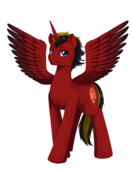 Size: 1934x2500 | Tagged: dead source, safe, artist:evomanaphy, oc, oc only, oc:blazing light, alicorn, pony, unicorn, alicorn oc, chest fluff, looking at you, male, simple background, smiling, solo, stallion, transparent background