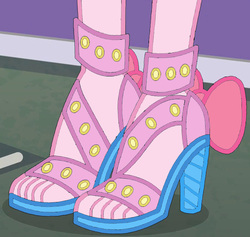 Size: 736x698 | Tagged: safe, edit, edited screencap, editor:sonic ranger, screencap, pinkie pie, equestria girls, equestria girls specials, g4, my little pony equestria girls: better together, my little pony equestria girls: rollercoaster of friendship, cropped, feet, female, legs, open-toed shoes, pictures of legs, solo, toes