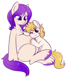 Size: 800x931 | Tagged: safe, artist:lulubell, oc, oc only, earth pony, pony, belly blush, colt, duo, earth pony oc, listening, male, pregnant, simple background, transparent background