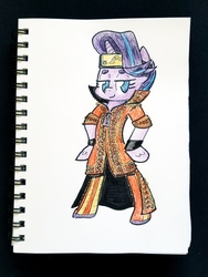 Size: 2628x3504 | Tagged: safe, artist:shoeunit, starlight glimmer, pony, unicorn, semi-anthro, g4, clothes, colored pencil drawing, cosplay, costume, female, high res, mare, sketchbook, solo, the miz, traditional art, wwe