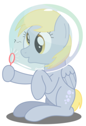 Size: 1700x2500 | Tagged: safe, artist:bladedragoon7575, derpy hooves, pegasus, pony, g4, bubble, bubble on head, how, i just don't know what went wrong, question mark, simple background, transparent background