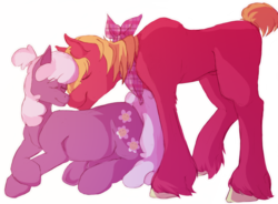 Size: 1024x752 | Tagged: safe, artist:diablediablo, big macintosh, cheerilee, earth pony, pony, g4, a better ending for cheerilee, alternate hairstyle, cutie mark, eyes closed, female, male, mare, missing accessory, missing cutie mark, neckerchief, nuzzling, outline, pregnant, ship:cheerimac, shipping, simple background, smiling, stallion, straight, transparent background