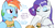 Size: 1500x768 | Tagged: safe, artist:sunibee, color edit, edit, rainbow dash, rarity, pegasus, pony, unicorn, g4, ..., and then there's rarity, burger, colored, darling, dialogue, duo, eating, female, food, fork, hamburger, hoof hold, mare, simple background, text, white background