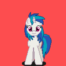 Size: 132x132 | Tagged: safe, artist:herooftime1000, dj pon-3, vinyl scratch, pony, octavia in the underworld's cello, g4, animated, cute, female, hopping, magic, magic aura, pixel art, red background, simple background, vinylbetes
