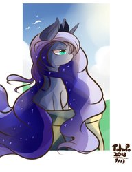 Size: 692x900 | Tagged: safe, artist:tohupo, princess luna, alicorn, pony, g4, crown, female, jewelry, mare, missing accessory, regalia, solo