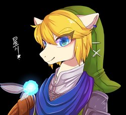 Size: 2382x2177 | Tagged: safe, artist:hosikawa, earth pony, fairy, pony, armor, black background, clothes, hat, high res, link, male, ponified, simple background, stallion, the legend of zelda