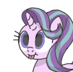 Size: 450x447 | Tagged: safe, artist:manulis, starlight glimmer, pony, unicorn, g4, :p, cute, female, glimmerbetes, silly, simple background, solo, tongue out, white background