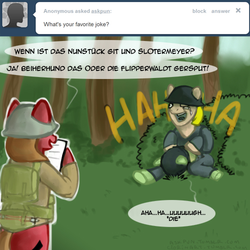 Size: 500x500 | Tagged: safe, artist:clorin spats, oc, oc:pun, pony, ask pun, ask, clothes, german, monty python, uniform