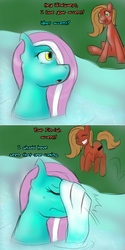 Size: 750x1502 | Tagged: safe, artist:jitterbugjive, oc, oc only, oc:pun, oc:windswept, earth pony, kelpie, pony, ask pun, ask, facefin, female, mare, pun, tumblr