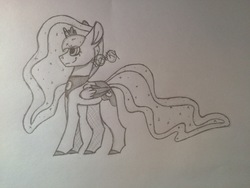 Size: 2048x1536 | Tagged: safe, artist:peridork, princess luna, pony, g4, chibi, female, sketch, solo, traditional art