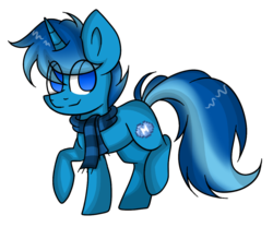 Size: 1024x851 | Tagged: safe, artist:mintoria, oc, oc only, oc:blue dye, pony, unicorn, clothes, male, scarf, simple background, solo, stallion, transparent background