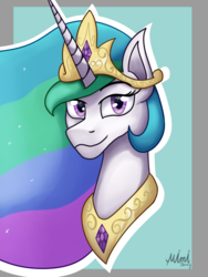 Size: 2400x3200 | Tagged: safe, artist:milkychocoberry, princess celestia, alicorn, pony, g4, bust, female, high res, mare, portrait, simple background, solo