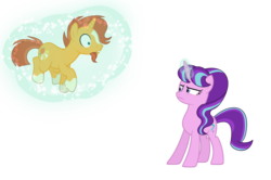 Size: 4296x2848 | Tagged: dead source, safe, artist:rainbows-skies, starlight glimmer, sunburst, pony, unicorn, g4, base used, glowing horn, horn, magic, simple background, telekinesis, transparent background