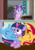 Size: 1000x1414 | Tagged: safe, artist:php185, starlight glimmer, sunset shimmer, trixie, twilight sparkle, pony, unicorn, g4, the cutie mark chronicles, female, filly, filly starlight glimmer, filly sunset shimmer, filly trixie, filly twilight sparkle, hug, hug sandwich