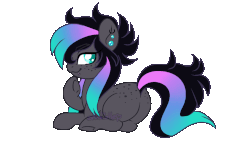 Size: 1199x675 | Tagged: safe, artist:arxielle, oc, oc:saturn proteus, earth pony, pony, animated, butt, female, gif, mare, plot, prone, simple background, solo, transparent background