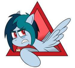 Size: 2000x1800 | Tagged: safe, artist:b-cacto, oc, oc only, oc:delta vee, pony, angry, simple background, solo, tired, tired of your shit, transparent background, triangle