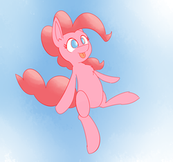 Size: 2688x2514 | Tagged: safe, artist:niteax, edit, pinkie pie, earth pony, pony, g4, :p, female, high res, midair, silly, solo, tongue out