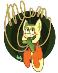 Size: 2000x2500 | Tagged: safe, artist:b-cacto, oc, oc only, oc:non toxic, monster pony, original species, tatzlpony, high res, mlem, multiple tongues, silly, simple background, solo, tongue out, transparent background, typography