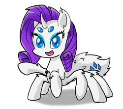 Size: 900x800 | Tagged: safe, artist:duskswordsman, rarity, monster pony, original species, spider, spiderpony, g4, cute, eyeshadow, female, fluffy, makeup, open mouth, raribetes, rarirachnid, simple background, smiling, solo, species swap, spiderponyrarity