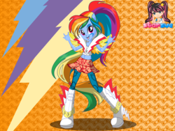 Size: 795x599 | Tagged: safe, artist:user15432, rainbow dash, equestria girls, g4, my little pony equestria girls: rainbow rocks, clothes, dressup, dressup game, female, hasbro, hasbro studios, midriff, ponied up, pony ears, rainbow hair, rainbow rocks outfit, rock and roll, shoes, solo, starsue, winged humanization, wings