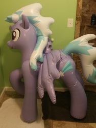 Size: 828x1104 | Tagged: safe, cloudchaser, inflatable pony, pegasus, pony, g4, bootleg, female, hongyi, inflatable, inflatable pegasus, inflatable toy, irl, photo, raised hoof, solo, wings, wings down