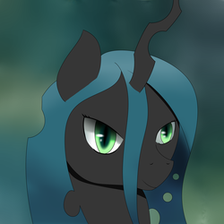 Size: 3500x3500 | Tagged: safe, artist:cocoapossibility, queen chrysalis, changeling, changeling queen, g4, female, high res, smiling, solo