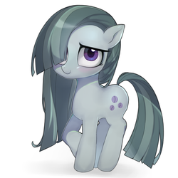 Size: 1024x1024 | Tagged: dead source, safe, artist:9seconds, marble pie, earth pony, pony, g4, blushing, cute, female, looking at you, marblebetes, mare, simple background, smiling, solo, white background
