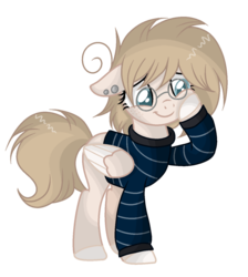 Size: 1024x1144 | Tagged: safe, artist:mintoria, oc, oc only, oc:emelie, pegasus, pony, base used, clothes, female, glasses, mare, simple background, solo, sweater, transparent background