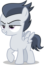 Size: 5372x8000 | Tagged: safe, artist:fruft, rumble, pegasus, pony, g4, marks and recreation, absurd resolution, colt, cute, male, raised hoof, rumblebetes, simple background, smiling, smirk, smug, solo, spread wings, transparent background, vector, wings