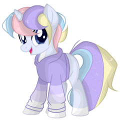 Size: 885x855 | Tagged: safe, artist:mintoria, oc, oc only, oc:felix, pony, unicorn, clothes, looking at you, male, simple background, smiling, solo, sparkly mane, stallion, sweater, transparent background